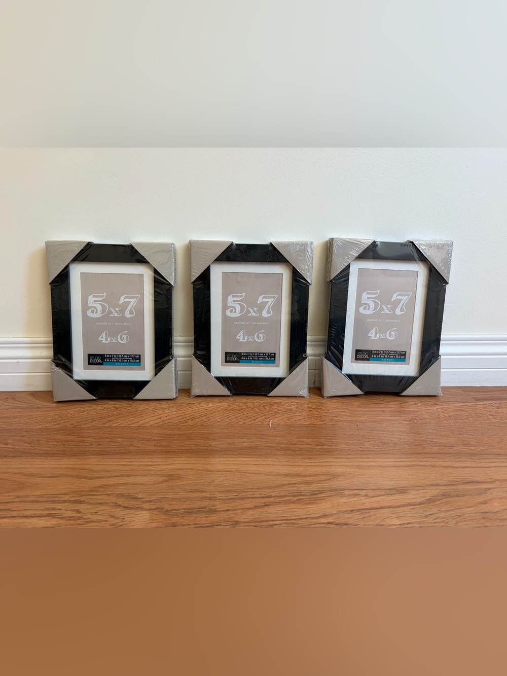 3 Studio Decor Belmont Black 5x7 Picture Frames Matted to 4x6